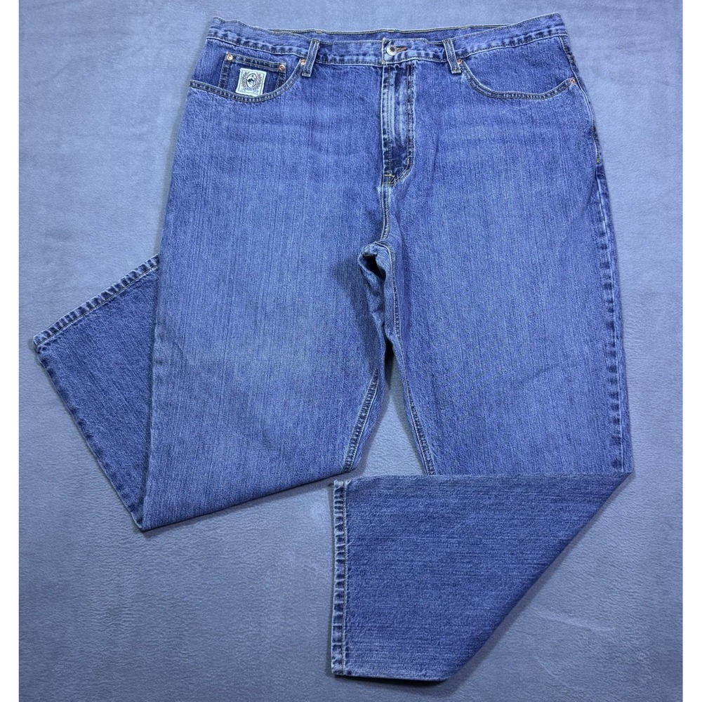 Cinch Jeans Mens 44x30 Straight Leg Cowboy Rodeo Ranch Light Wash Garage USA